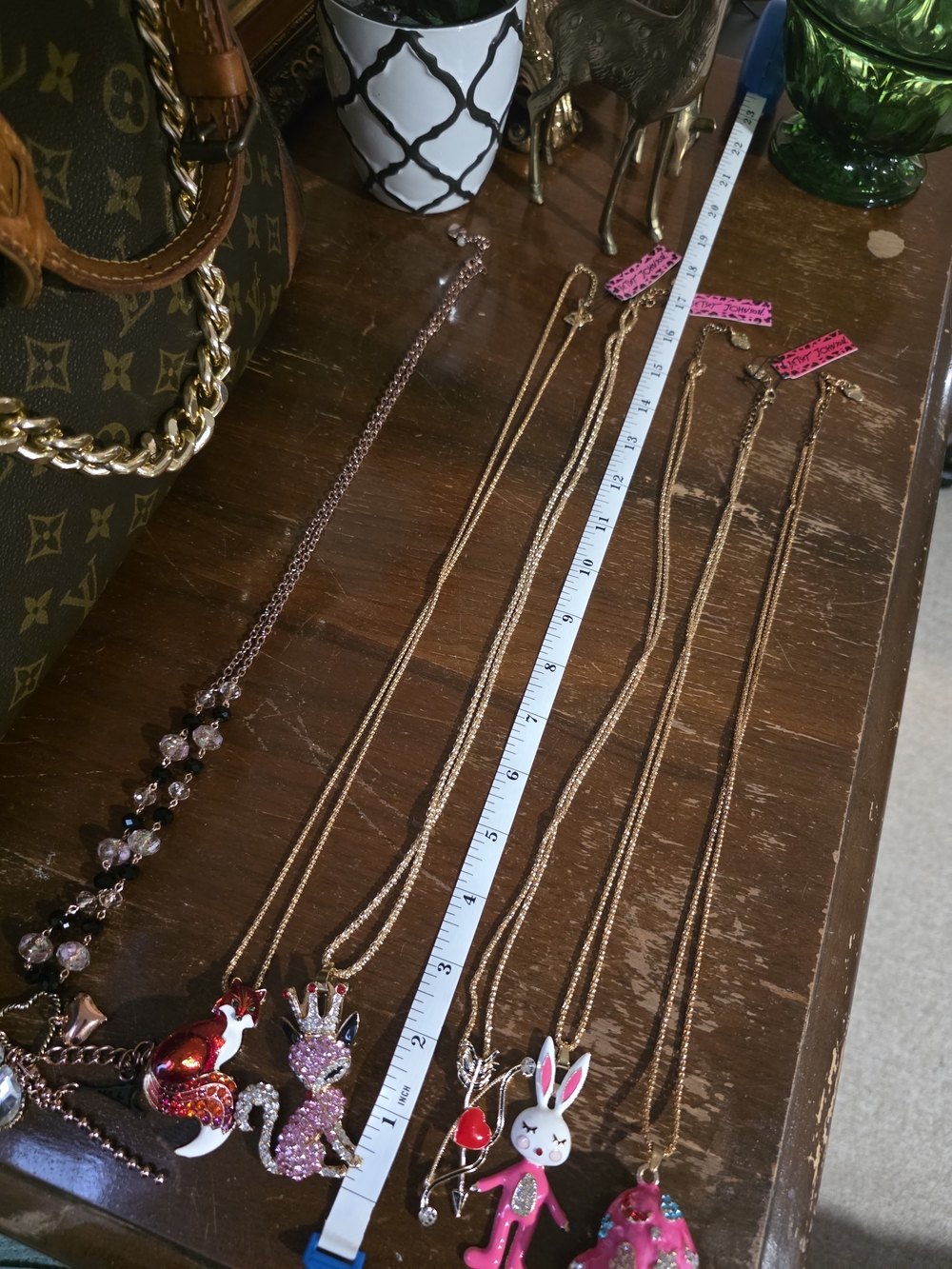 6 Betsey Johnson Gold Tone Necklaces With Fun, Whimsical Charms, NWT